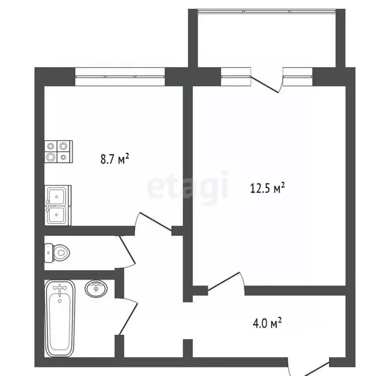 1-к кв. Челябинская область, Миасс ул. Готвальда, 31 (34.3 м) - Фото 2