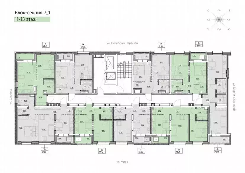 1-к. квартира, 37,1м, 13/13эт. - Фото 1