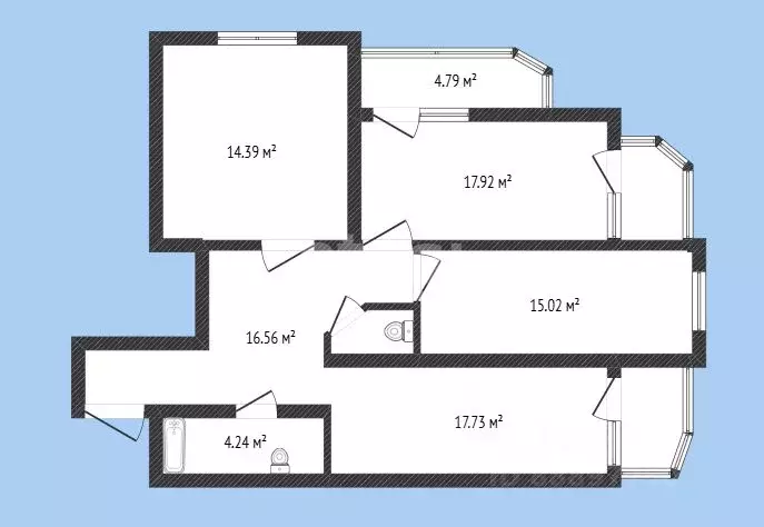 3-к кв. Карачаево-Черкесия, Черкесск Кавказская ул., 56 (87.7 м) - Фото 1