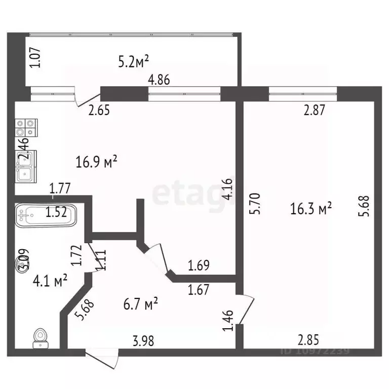 1-к кв. Башкортостан, Стерлитамак 23 Мая ул., 24А (44.0 м) - Фото 1