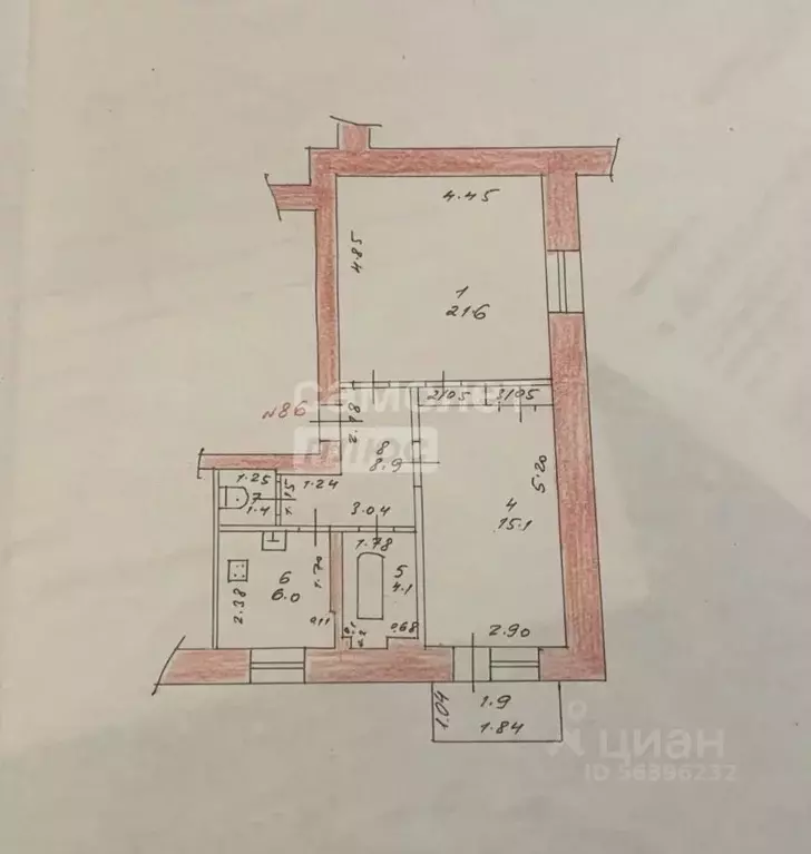 2-к кв. Татарстан, Казань ул. Нурсултана Назарбаева, 35к1 (56.0 м) - Фото 1