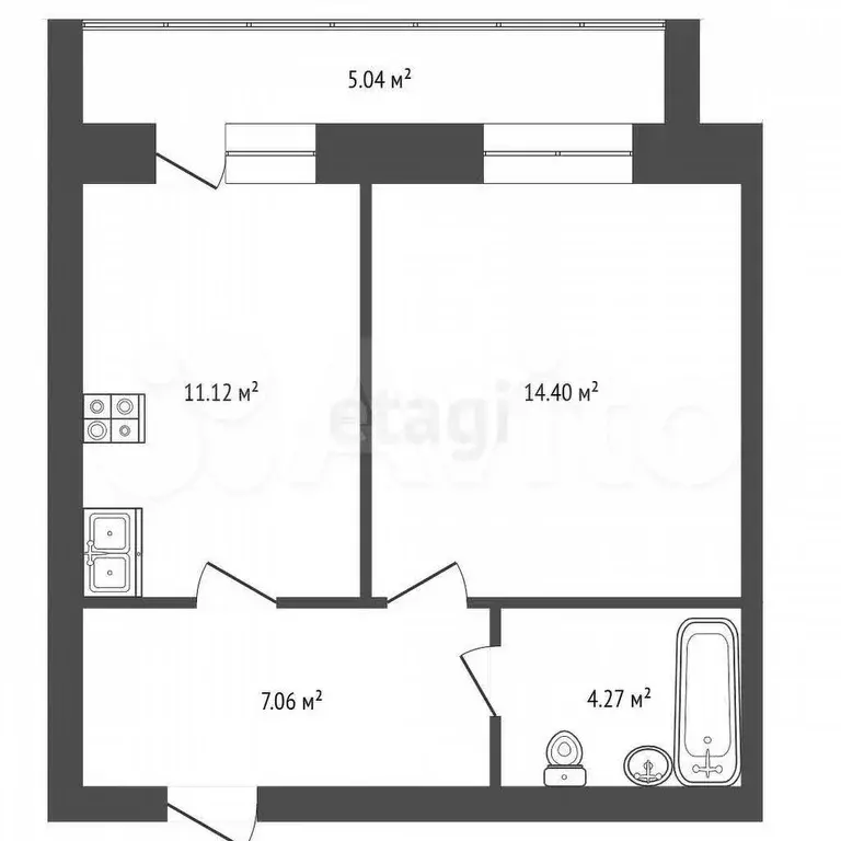 1-к. квартира, 37,4 м, 2/9 эт. - Фото 0