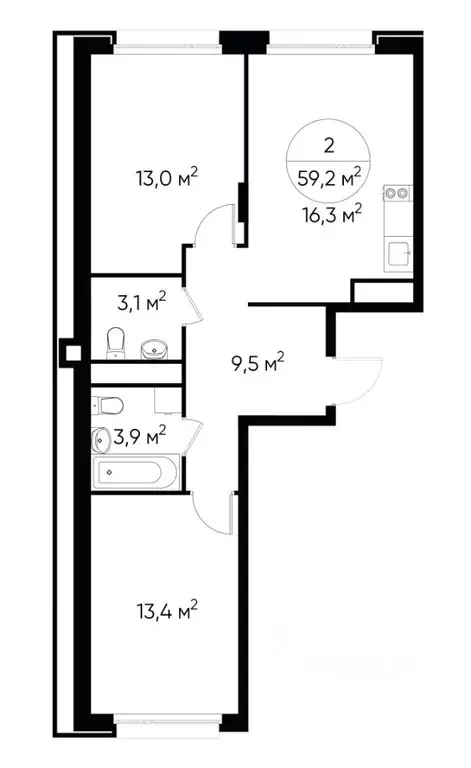 2-к кв. Москва Переделкино Ближнее мкр, 18-й кв-л,  (59.2 м) - Фото 0