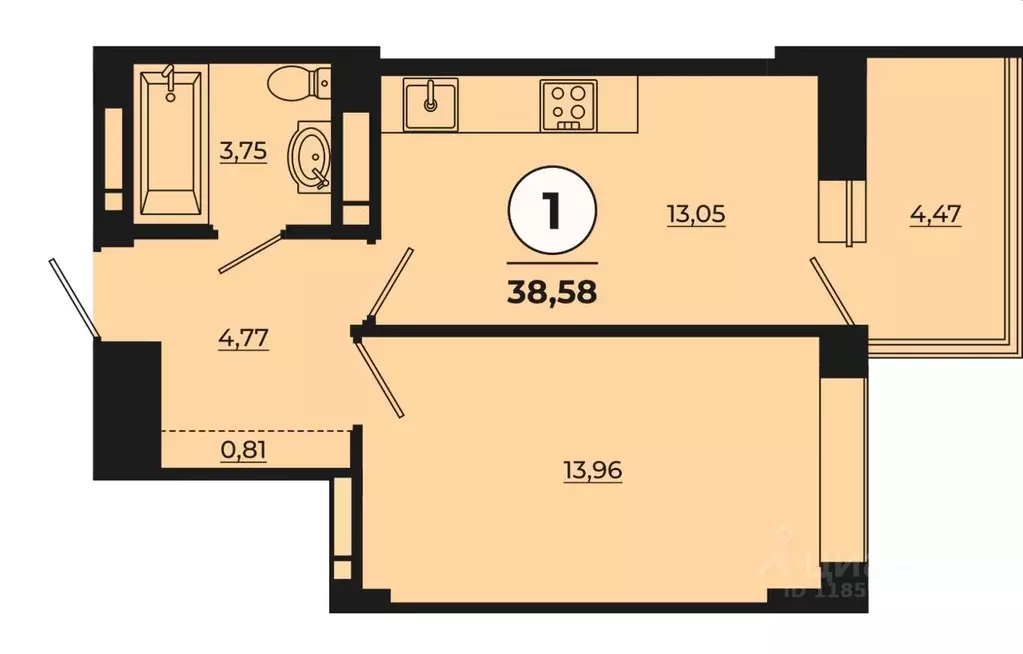 1-к кв. Ростовская область, Ростов-на-Дону Левенцовский мкр, ... - Фото 1