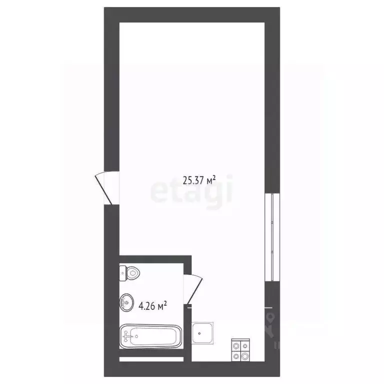 Студия Москва Дмитровское ш., 107Б (29.3 м) - Фото 1