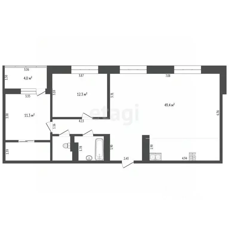 3-к кв. Тюменская область, Тюмень ул. Газовиков, 77 (88.4 м) - Фото 2