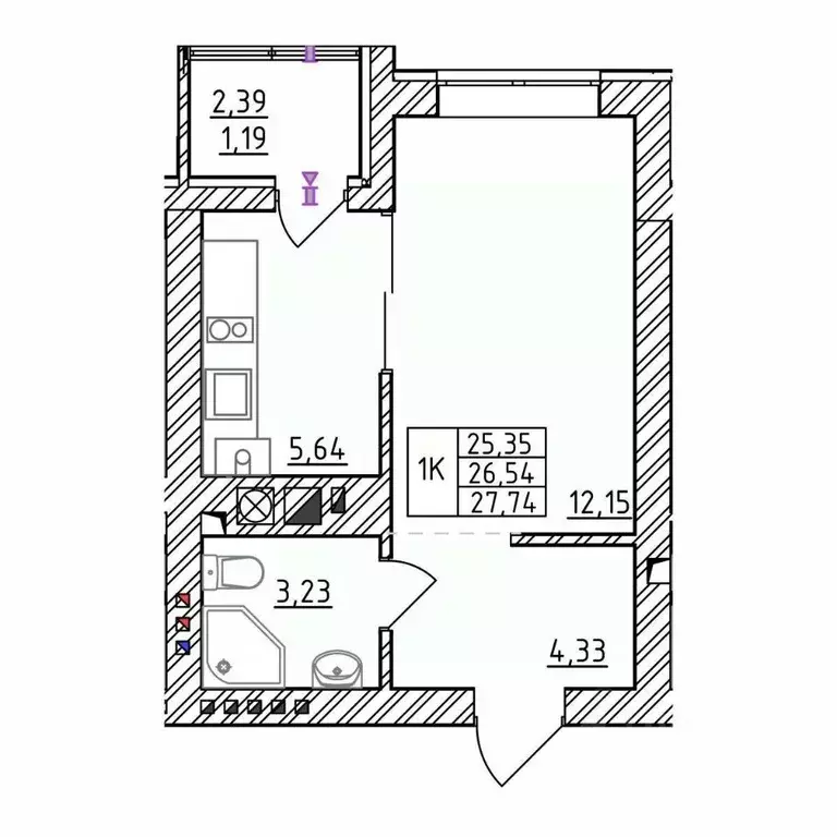1-к кв. Калининградская область, Зеленоградск  (27.74 м) - Фото 0