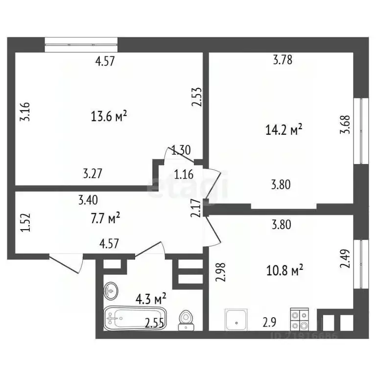 2-к кв. Калининградская область, Калининград Советский просп., 132 ... - Фото 2