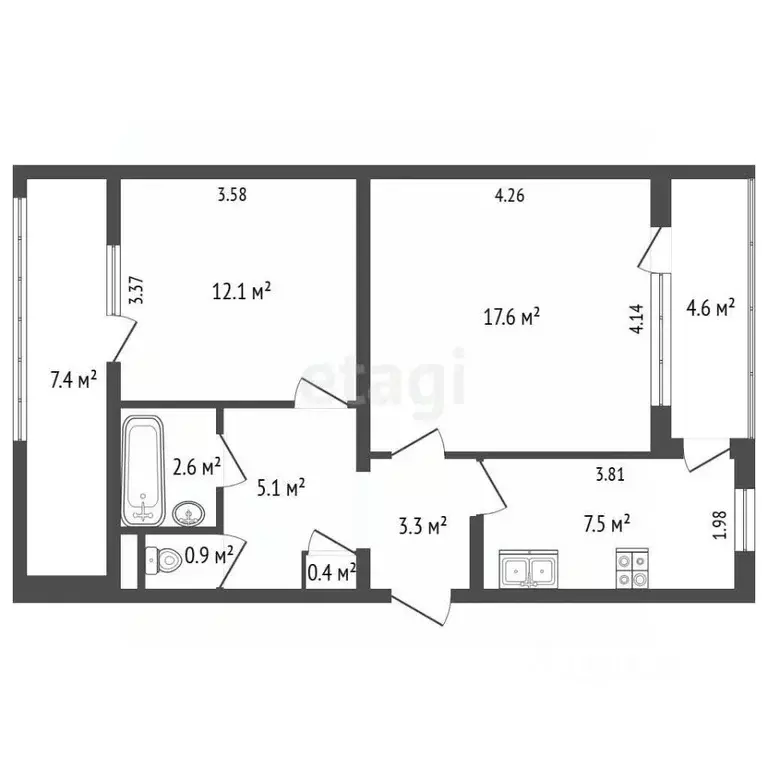 2-к кв. Севастополь ул. Колобова, 15 (49.5 м) - Фото 2