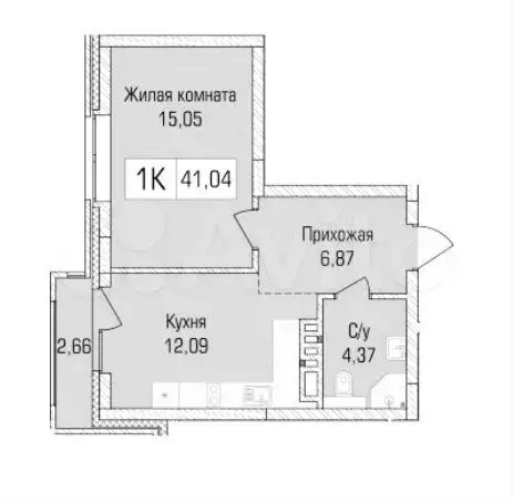 1-к. квартира, 41 м, 3/9 эт. - Фото 0