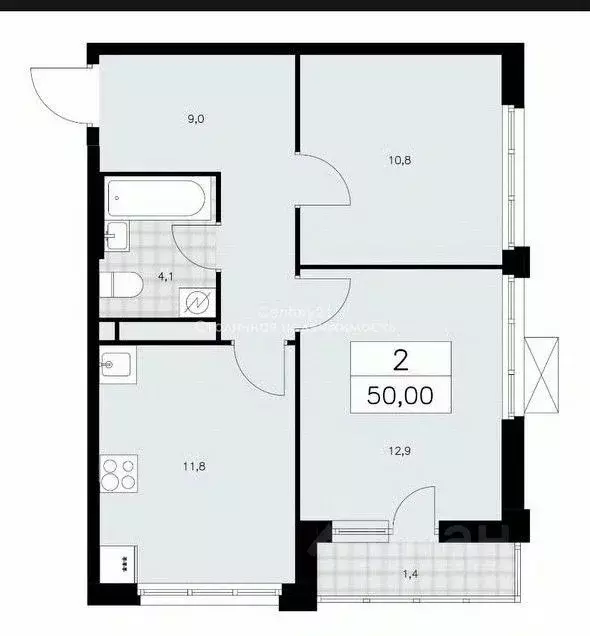 2-к кв. Москва Скандинавия жилой комплекс, ул. Эдварда Грига, 7 (50.0 ... - Фото 1