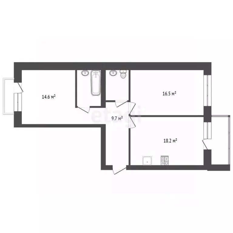 2-к кв. Ярославская область, Ярославль ул. Розы Люксембург, 22 (66.5 ... - Фото 2