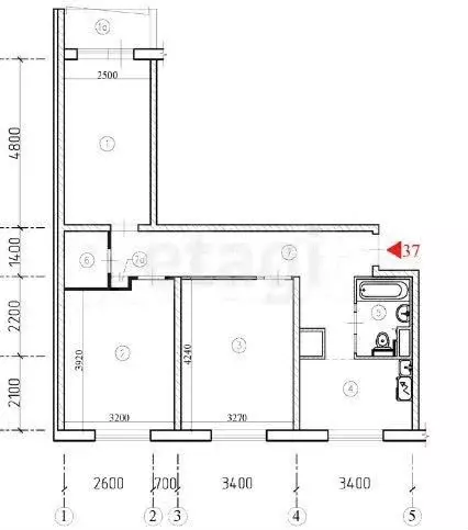 2-к. квартира, 45 м, 4/9 эт. - Фото 0