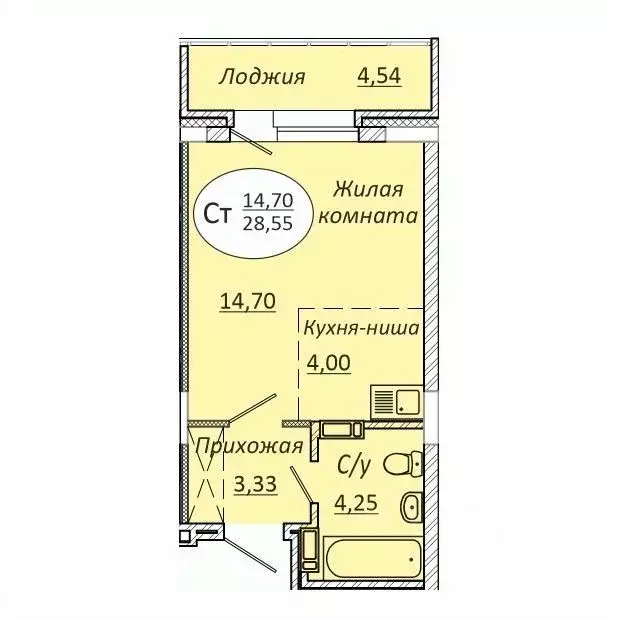 Студия Новосибирская область, Новосибирск 2-я Воинская ул., 51 (28.55 ... - Фото 0