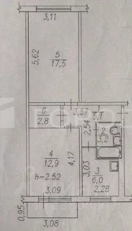 2-к кв. Кемеровская область, Новокузнецк ул. Тореза, 64 (47.5 м) - Фото 1