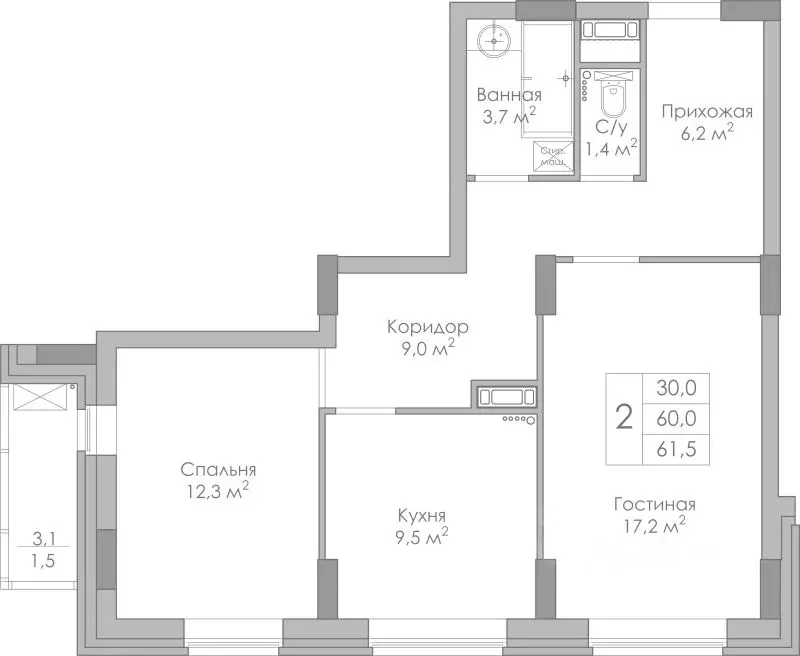 2-к кв. Липецкая область, Липецк Московская ул., 155 (61.5 м) - Фото 0