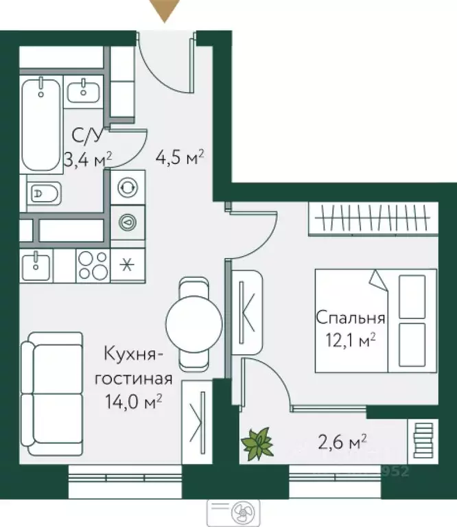1-к кв. Волгоградская область, Волгоград Новосибирская ул., 74с1 ... - Фото 1