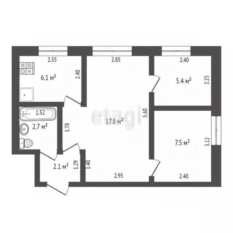 3-к кв. Забайкальский край, Чита Набережная ул., 80 (41.6 м) - Фото 0