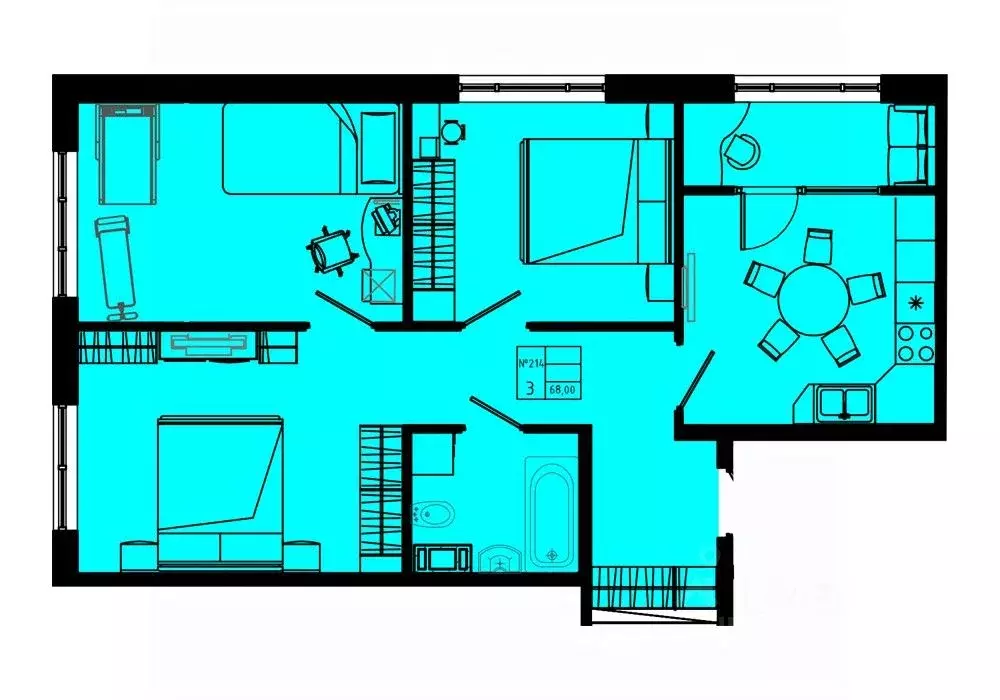 3-к кв. Ленинградская область, Коммунар г. Гатчинский муниципальный ... - Фото 1