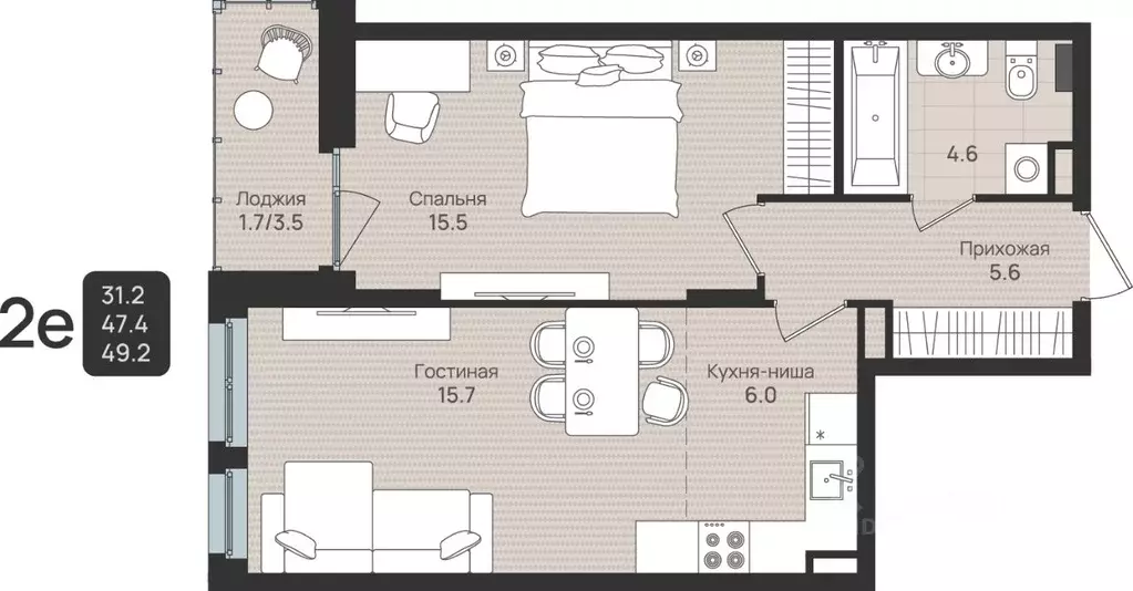 2-к кв. Пермский край, Пермь ул. Космонавта Беляева, 210 (49.2 м) - Фото 1
