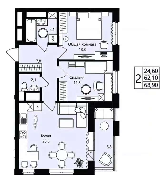 2-к кв. Мордовия, Саранск Юбилейный жилрайон, 3-й мкр, Новая История ... - Фото 1