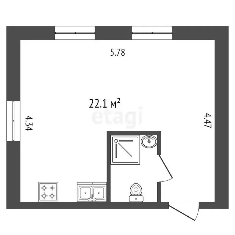 Квартира-студия: Санкт-Петербург, Майков переулок, 4А (25 м) - Фото 1