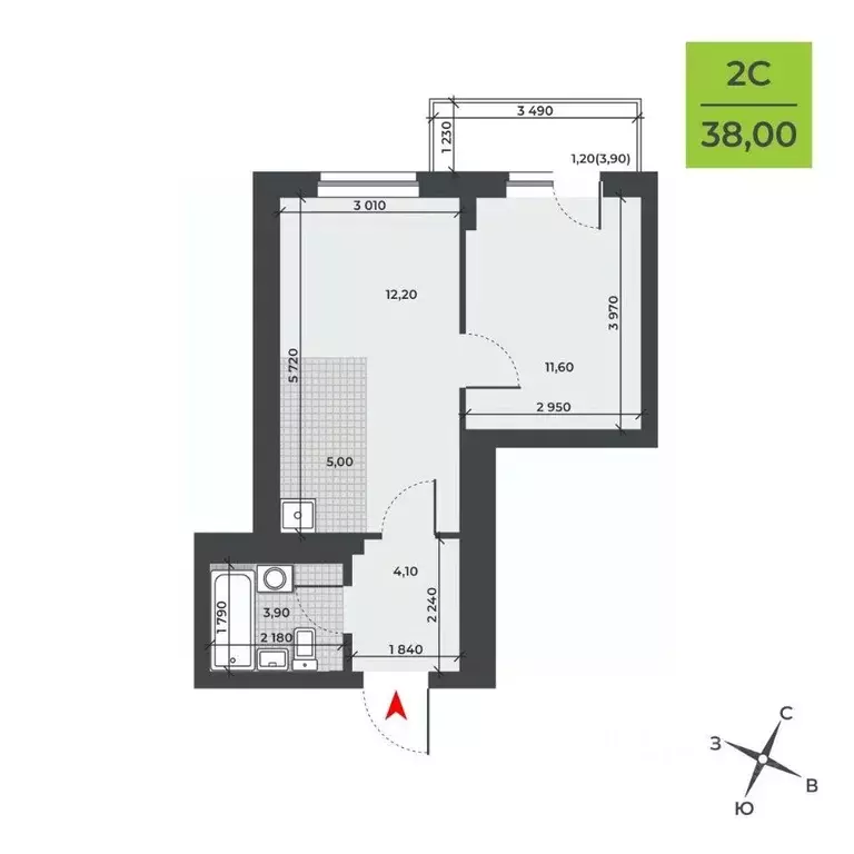 2-к кв. Новосибирская область, Новосибирск Юбилейный мкр,  (38.0 м) - Фото 0