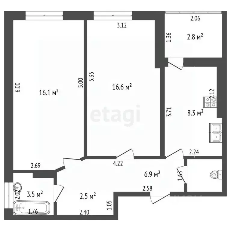 2-к кв. Ростовская область, Аксай ул. Менделеева, 53А (57.1 м) - Фото 2
