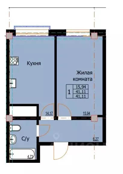 1-к кв. Ставропольский край, Ессентуки  (41.11 м) - Фото 0