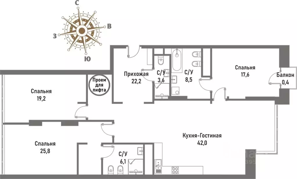 5-к кв. Москва ул. Матросская Тишина, 12 (170.8 м) - Фото 0