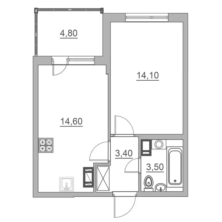 2-к кв. Ленинградская область, Всеволожск ул. Взлетная, 14 (40.4 м) - Фото 0