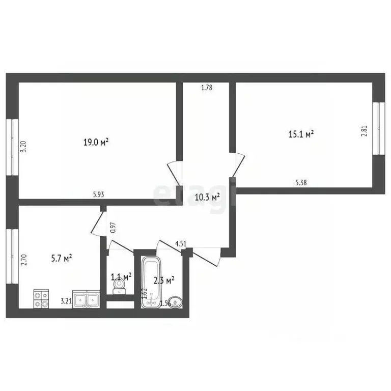 2-к кв. Ямало-Ненецкий АО, Новый Уренгой просп. Мира, 22к5 (56.7 м) - Фото 2