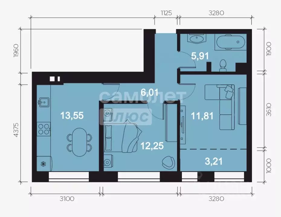 2-к кв. Иркутская область, Иркутск наб. Верхняя, 127 (52.32 м) - Фото 2
