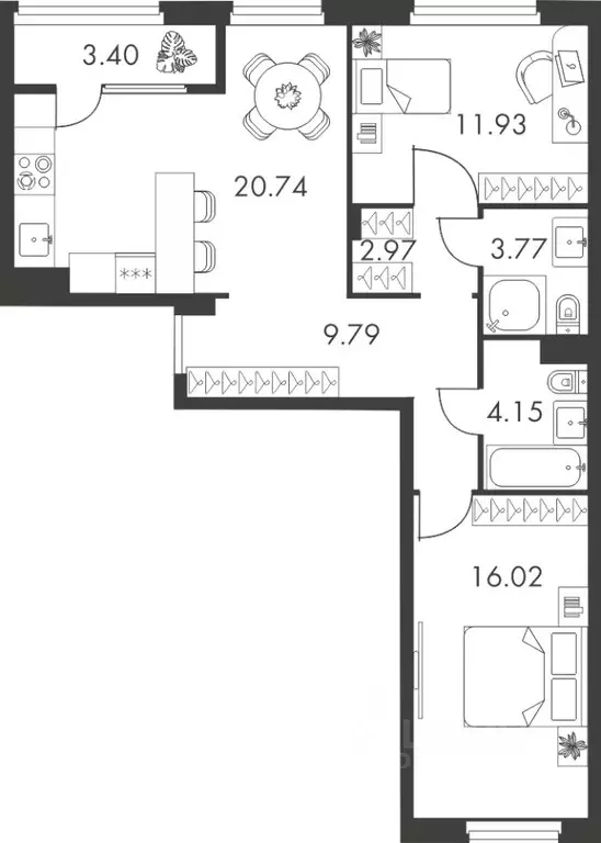 2-к кв. Тульская область, Тула ул. Карпова, 103А (72.77 м) - Фото 0