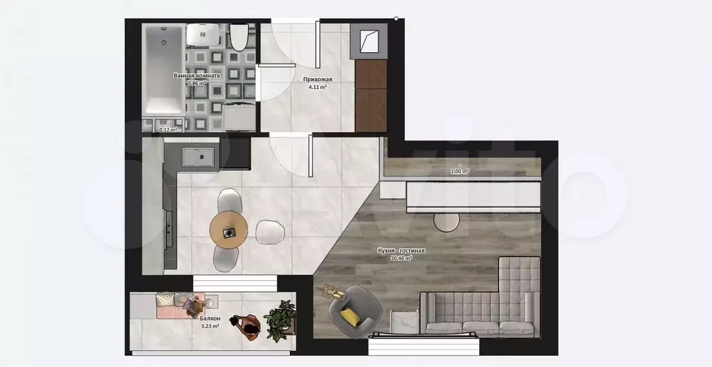 Квартира-студия, 29,8 м, 5/18 эт. - Фото 1