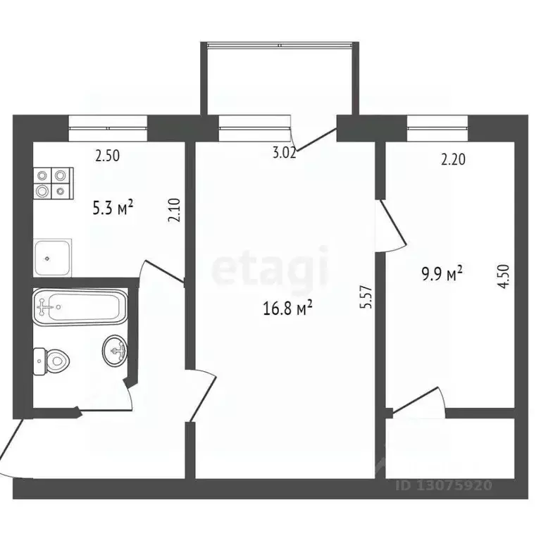 2-к кв. Ярославская область, Рыбинск ул. Толбухина, 3 (42.3 м) - Фото 1