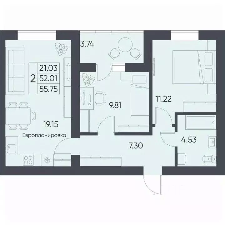 2-к кв. Саратовская область, Татищево рп  (55.75 м) - Фото 1