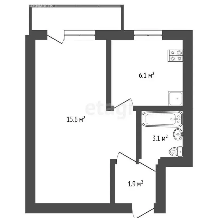 1-комнатная квартира: Ялуторовск, улица Скворцова-Степанова, 6 (29 м) - Фото 0