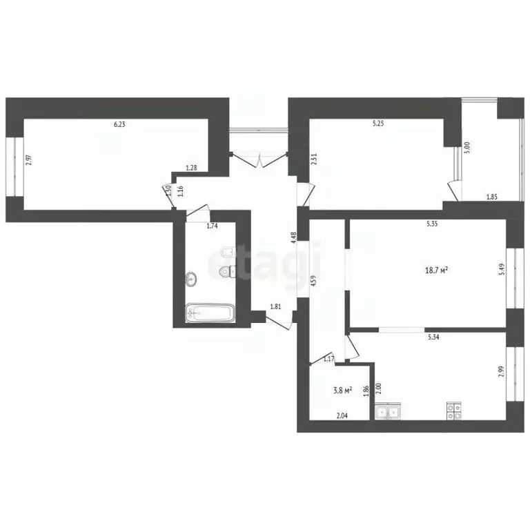 3-к кв. Тюменская область, Тюмень ул. Ю.-Р.Г. Эрвье, 28к2 (88.6 м) - Фото 2