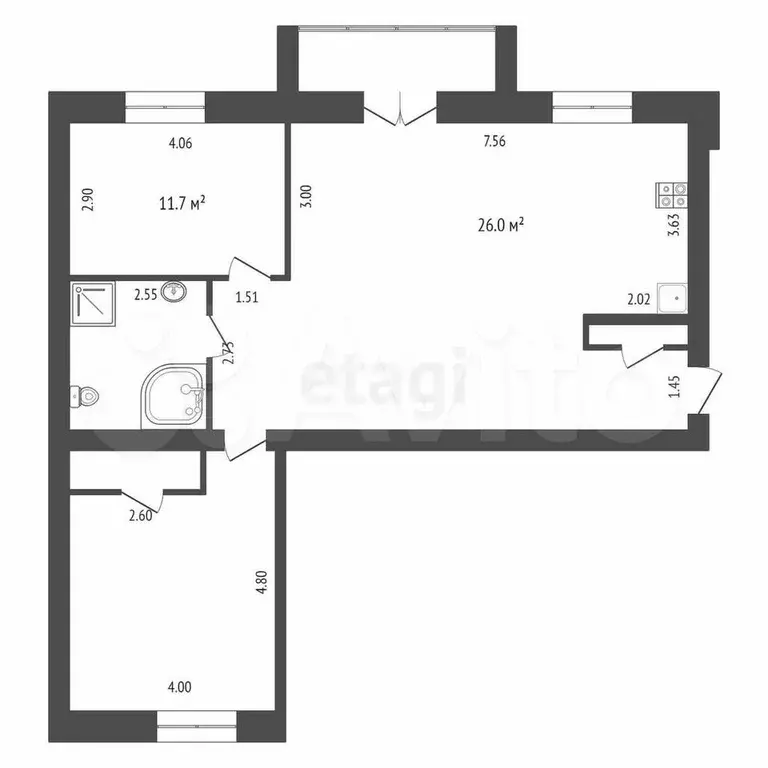 3-к. квартира, 84,9 м, 7/9 эт. - Фото 0