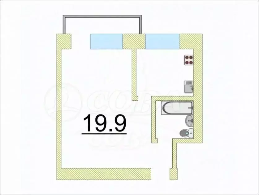 1-к кв. Тюменская область, Тюмень Текстильная ул., 1 (28.0 м) - Фото 1