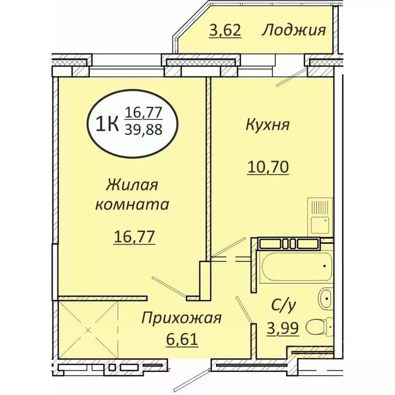 1-к кв. Новосибирская область, Новосибирск  (39.88 м) - Фото 0