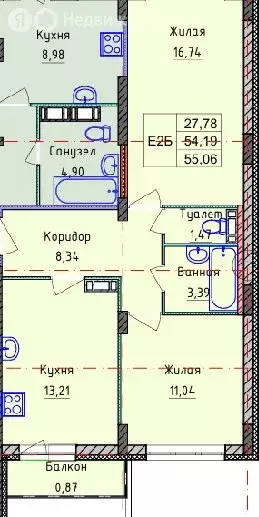 2-комнатная квартира: Ярославль, Брагинская улица, 18к4 (55 м) - Фото 0