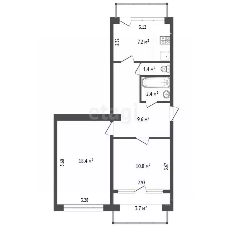 2-к кв. Севастополь ул. Генерала Коломийца, 7 (49.8 м) - Фото 1