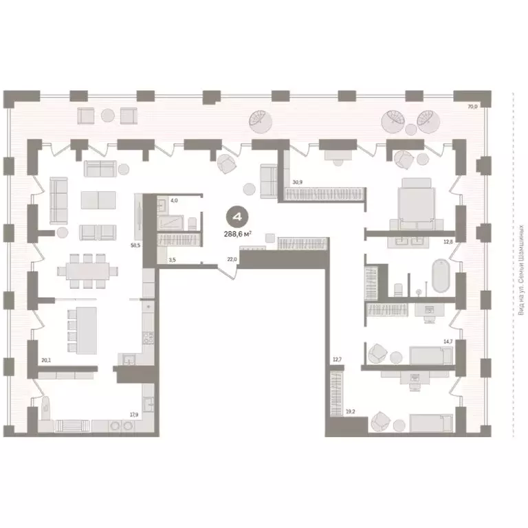 Квартира-студия: Новосибирск, улица Семьи Шамшиных, 93 (290.8 м) - Фото 1