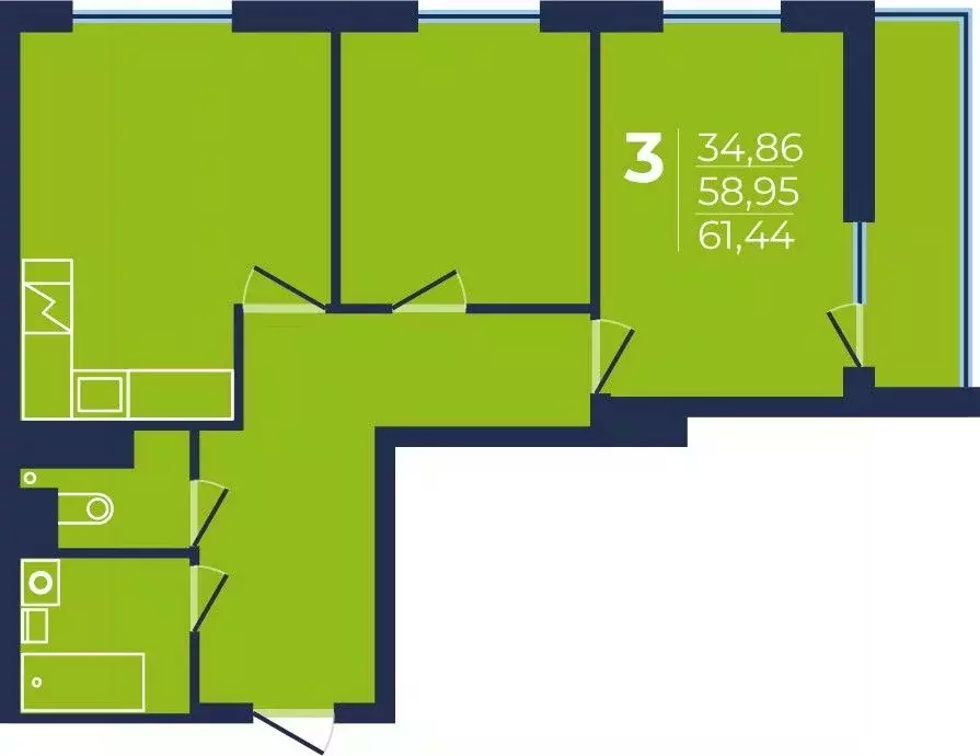 3-к кв. Башкортостан, Уфа просп. Дружбы Народов, 49 (61.44 м) - Фото 0