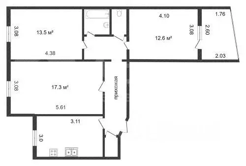 3-к кв. Хабаровский край, Хабаровск ул. Сысоева, 17 (70.1 м) - Фото 1