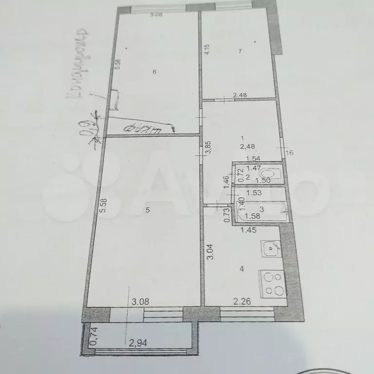 3-к. квартира, 61,1 м, 1/5 эт. - Фото 0
