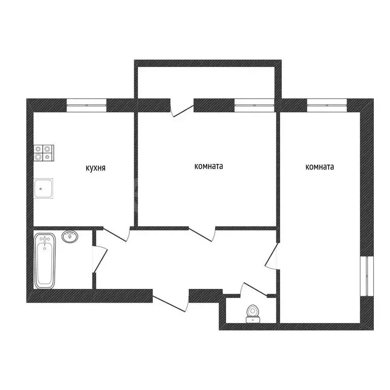 2-комнатная квартира: посёлок Глажево, 16 (44 м) - Фото 1