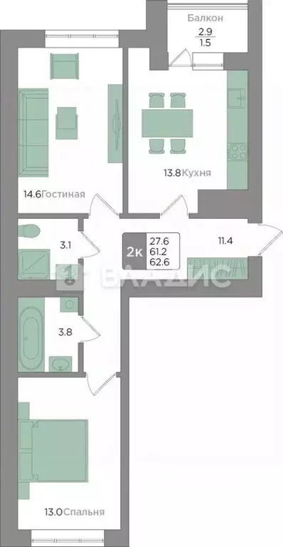 2-к кв. Калининградская область, Калининград Новгородская ул., 3Ак6 ... - Фото 1